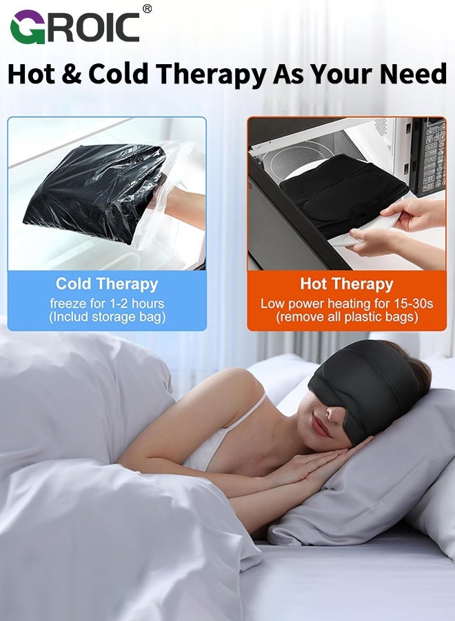 GROIC Migraine Relief Cap with Gel Eye Mask, Headache Relief Cap Ice Head Wrap Hot and Cold Therapy Hat, Gel Ice Cap for Headache Puffy Eyes Sinus and Tension Stress Relief, Face Cold Compress Cooling Gel - Image 4